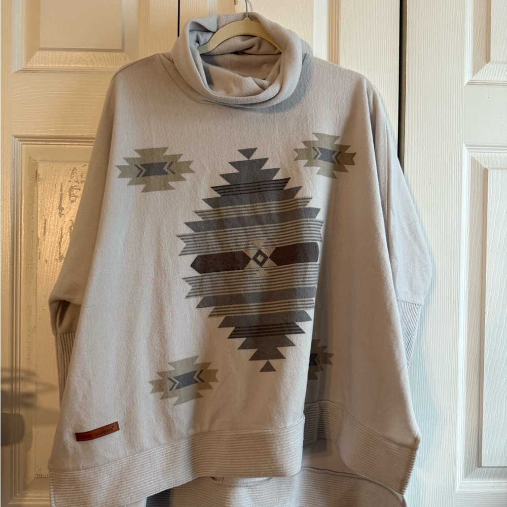 5/$25 Simply Southern Cream Geometric Turtleneck Sweater